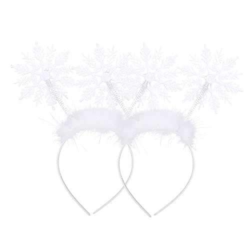 Anneome 2 Stück Teiliges Schneeflocken Haarreifen Weiß Haarschmuck für Weihnachten Party Cosplay Leicht und Komfortabel Festlicher Haarschmuck für Damen Mädchen von Anneome