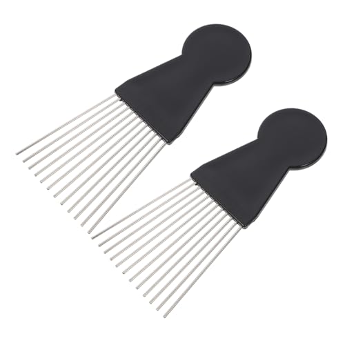 Anneome 2 Stück Teiliges Schwarzes Stahl nadel haarpick Herren Grobzinkiger Barber Comb und Afro Pick Comb Antistatisch Schonend zur Kopfhaut für Salon Heimgebrauch von Anneome