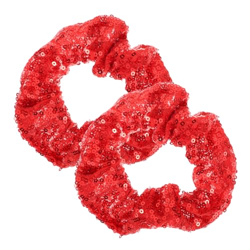 Anneome 2 Stück Teiliges Weihnachts Haarring mit Farbigen Pailletten Elastisches Haargummi zum Waschen und Styling Modischer Dehnbarer Haarseil Haarschmuck für Mädchen und Damen von Anneome