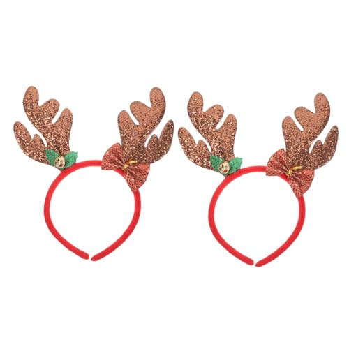 Anneome 2 Stück Teiliges Weihnachts-stirnband Damen Rentier Geweih Haarband mit Glitzer Festlicher Haarschmuck für Party Karneval Weihnachten Accessoire für Frauen Mädchen von Anneome