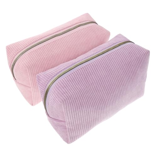 Anneome 2 Stück Tragbare Kosmetiktaschen für Damen Leichtes Make-up-Organizer Handgriff Praktische Reise-kulturbeutel für Make-up und Toilettenartikel Stilvolles Robustes Design in Rosa von Anneome