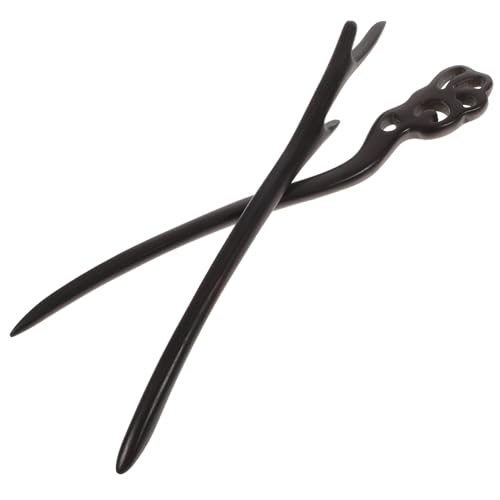 Anneome 2 Stück Vintage Schwarze Holz Haarnadeln Leichte Haarschmuck Stäbchen für Duttfrisuren Handgefertigte Haarstäbchen für Damen Passende Accessoires zu Hanfu und Festlichen Anlässen von Anneome