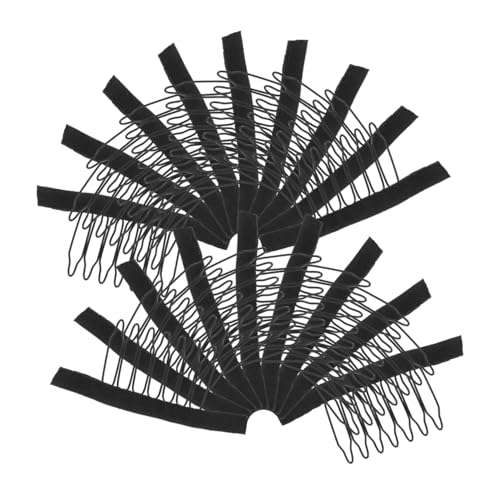 Anneome 24 Stück Perückenbefestigungszubehör Garn, Der Fester Kamm Flechtet Haarverlängerung Perücken Schnappclips Haarkamm Stift Haarspangenkämme Für Perücken Rostfreier Stahl Schwarz von Anneome