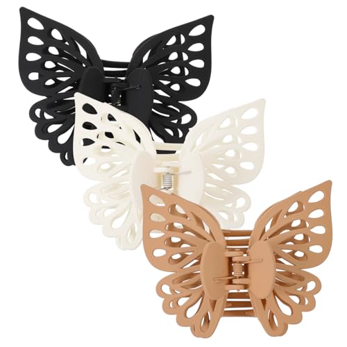 Anneome 3 Stück Große Schmetterlings haarklammern Leichte Haarspangen für Frauen Mädchen Praktische Haarklammern zum Fixieren Beim Schminken Kochen Sport Langlebiges Material Vielseitig von Anneome