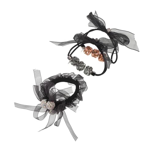 Anneome 3 Stück Haarband Bowknot-Haargummis Haarbindungen für kleine Mädchen Stirnband mit Schleife für Mädchen Frauen Fliege Frauen -Strasskrawatte Bowknot-Haarspange Strasssteine Schwarz von Anneome