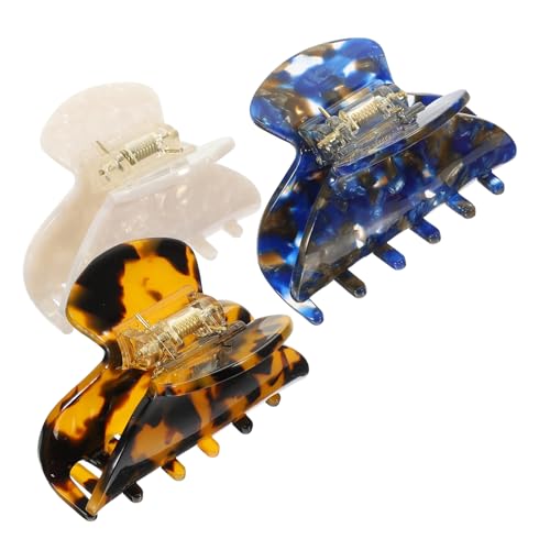 Anneome 3 Stück Kleine Haarklammern für Dickes Haar Langlebige Haarkrallen mit Starkem Griff Modische Haarspangen in Weiß Blau und Leopardenmuster Vielseitige Haarschmuck für Damen und von Anneome