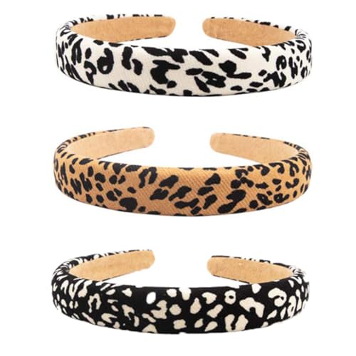 Anneome 3 Stück Leopardenmuster Haarband Gepolstert Modisch Damen Mädchen Stirnband Haarschmuck für Alltag Party Strand Hochwertiges Accessoire Geschenkidee von Anneome