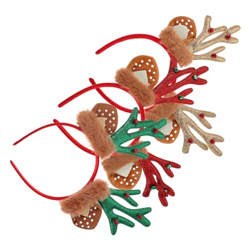 Anneome 3 Stück Rentier Haarreifen Weihnachtsplüsch mit Geweih und Tierohren Niedlich Buntes Stirnband für Erwachsene Festliche Weihnachtskostüm Accessoires für Party und Fotoshootings von Anneome