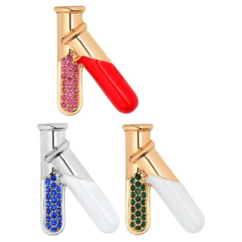 Anneome 3 Stück Reagenzglas Brosche für Damen Kreative Strass Anstecknadel Wissenschafts Schmuck für Partys von Anneome