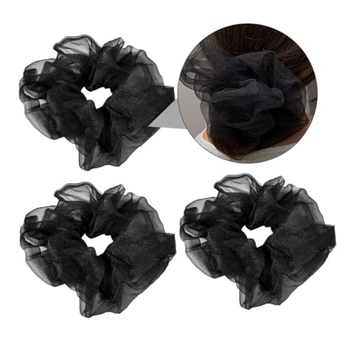 Anneome 3 Stück Teiliges Elastischer Kleiner Haargummis aus Schwarzem Dehnbarem Material Modische Haarbänder für Damen und Mädchen Vielseitig Einsetzbare Ponytail halter für Alltag Party von Anneome