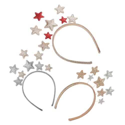 Anneome 3 Stück Teiliges Haarband mit Funkelnden Fünf sterne Dekorationen Leichte Party Haarschmuck Stirnbänder in Gold Silber und Rot für Mädchen Geburtstage und Festliche Anlässe von Anneome