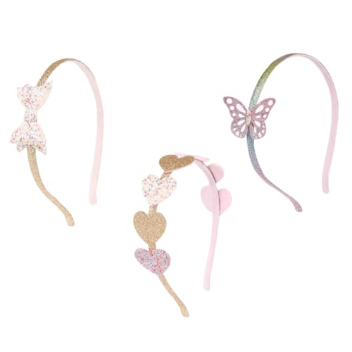 Anneome 3 Stück Teiliges Haarreifen mit Süßem Herz design Glänzende Pailletten Haarschmuck für Mädchen Weiche Komfortable Party haarreifen für Junge Mädchen und Kleinkinder von Anneome