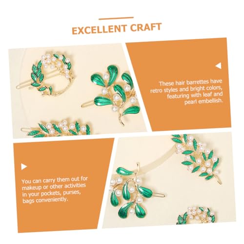 Anneome 3 Stück Teiliges Haarschmuck Perlen und Blattdesign Robuste Legierung Haarspangen für Damen und Mädchen Rutschfeste Haarklammern für Alltag und Besondere Anlässe von Anneome