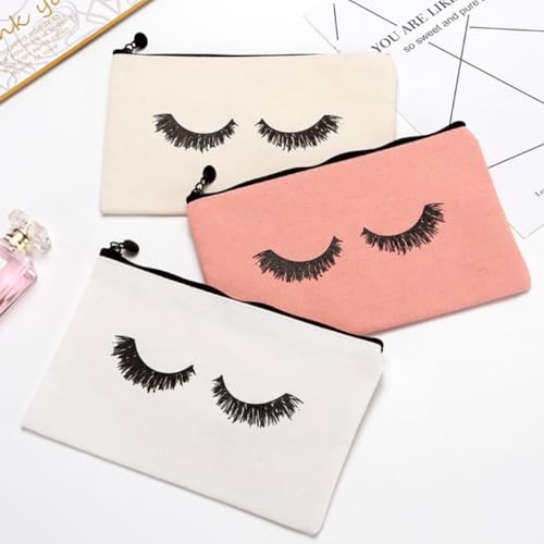 Anneome 3 Stück Teiliges Makeup Bag aus Segeltuch Multifunktionale Kosmetiktasche Damen Reise Kulturbeutel Leichte Kompakte Schminktasche in Weiß Beige und Rosa Langlebig und Praktisch von Anneome