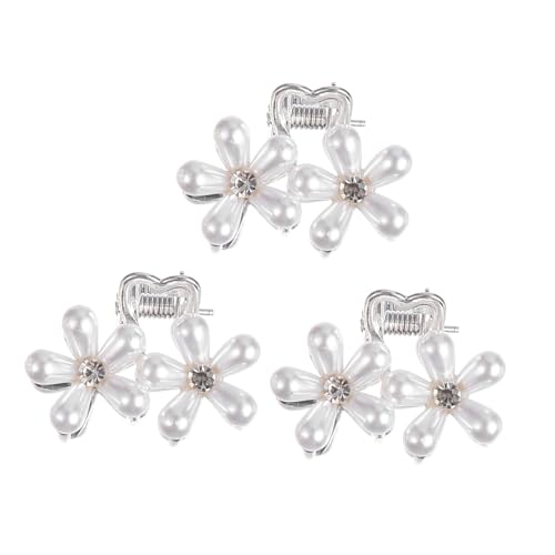 Anneome 3 Stück Teiliges Mini Haarspangen mit Perlenblumen Design Langlebige Silberne Haarklammern aus Hochwertiger Legierung Eleganter Haarschmuck für Frauen und Mädchen für Hochzeiten von Anneome