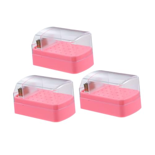 Anneome 3 Stück Teiliges Nagelbohrer Aufbewahrungsbox mit Löchern und Reinigungsbürste Kompakter Organizer für Maniküre und Nageldesign Staubdicht und Tragbar für Zuhause und Unterwegs von Anneome