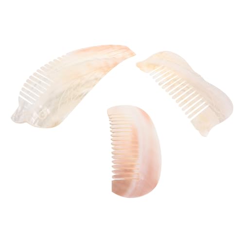 Anneome 3 Stück Teiliges Natürliche Muschel Pocket Combs mit Breiten Zähnen Handgefertigte Haarkämme in Halbkreis Vogel und Fischform Kleine Reise Kämme für Frauen und Mädchen für Nasses von Anneome