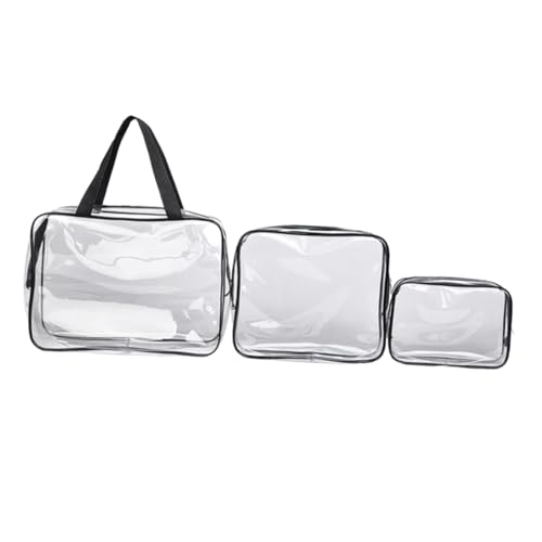 Anneome 3 Stück Teiliges Transparentes PVC Kosmetiktaschen Kosmetischer Organizer Reise Kulturbeutel Leicht Tragbar Vielseitig Einsetzbar für Damen und Herren von Anneome