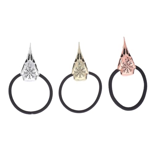 Anneome 3 Stück Viking Haarbänder mit Elastische Haargummis in Silber Antik Kupfer und Rotkupfer Leichte Strapazierfähige Haarschmuck für Herren Gothic Accessoire für Halloween und von Anneome