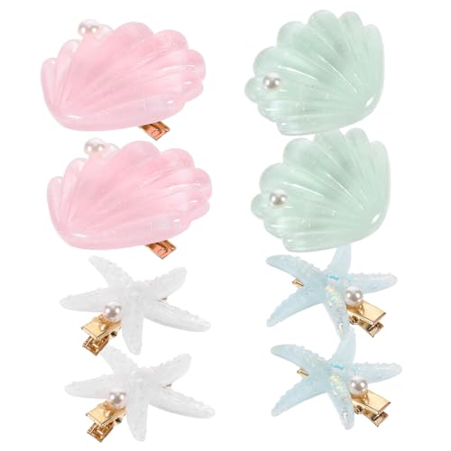 Anneome 4 Paare Haarklammern für Mädchen mit Muschel Seestern design Leichte Langlebige Haarspangen Dekorativer Haarschmuck für Alltag Geburtstag und Cosplay Sicheres Material von Anneome