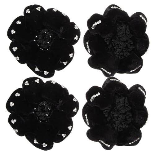 Anneome 4 Stück Haarnetz für Dutt Schwarzes Samtiges Ballett Haarnetz mit Strass Langlebiges Damen Haarbedeckung für Tanz und Alltag Komfortabel und Einfach zu Verwenden von Anneome