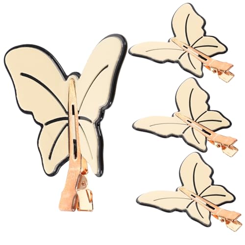 Anneome 4 Stück Schmetterling Haarklammern Teilig Kleine Haarklammern für Frauen und Mädchen Niedliche Haarspangen in Cremeweiß für Vielseitige Frisuren und Stilvollen Haarschmuck von Anneome