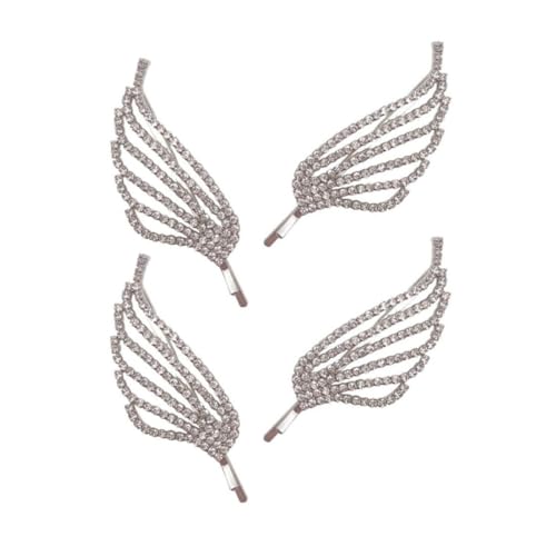 Anneome 4 Stück Stilvolle Angel Wing Haarklammern mit Kristallbesatz Funkelnde Barrette Haarspangen für Damen Braut Haarschmuck für Hochzeit Party Festliche Anlässe Silberfarben von Anneome