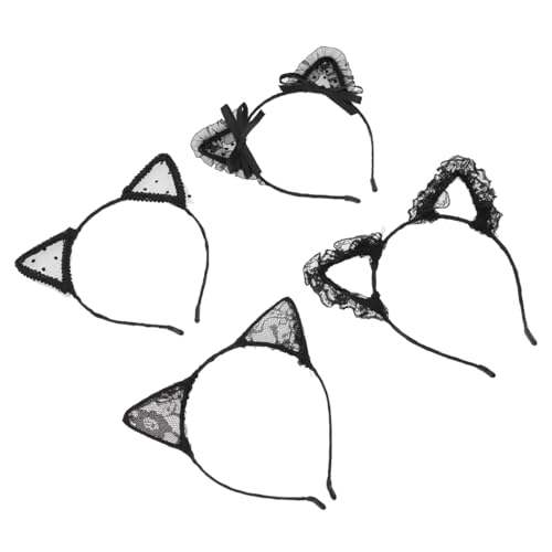 Anneome 4 Stück Teiliges Dehnbarer Spitzen haarreifen mit Katzenohren Elastische Stirnbänder für Damen Hautfreundliche Vielseitige Haarschmuck accessoires für Alltag und Party von Anneome