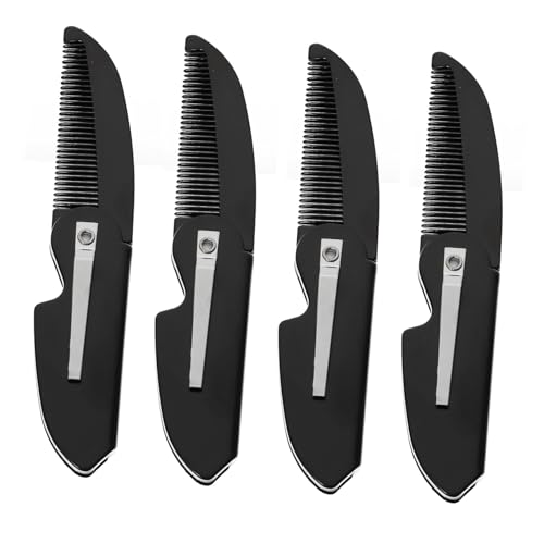 Anneome 4 Stück Teiliges Faltbarer Bartkamm aus Robustem Ergonomisch Geformt Hautfreundlich und Kompakt für Herren Bartpflege Unterwegs Reise und Täglichen Gebrauch von Anneome