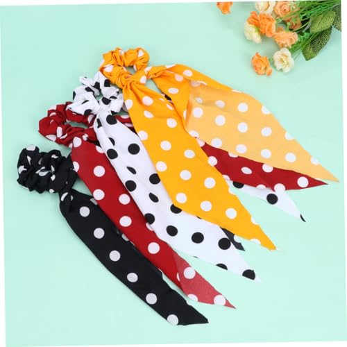 Anneome 4 Stück Teiliges Haargummi Elastischen Langlebigen Stoffbändern und Gepunkteten Ribbons Einfache Frisurhalter für Damen Vielseitig für Alltag Party und Festliche Zufällige Farbe von Anneome