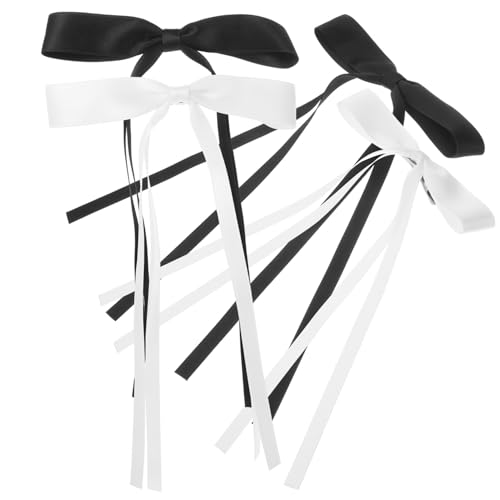 Anneome 4 Stück Teiliges Haarschleifen Mädchen und Frauen Doppellagige Spitzen schleifen Leichte Metall haarspangen Große Elegante Haarschleifen in Schwarz und Weiß Vielseitige von Anneome