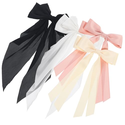 Anneome 4 Stück Teiliges Haarschleifen Satin Haarspangen für Frauen und Teenager Mädchen Stabile Haarschmuck Clips Stilvolle Schleifen Haarclips Vielseitig für Alltag und Party von Anneome
