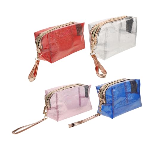 Anneome 4 Stück Teiliges Holografisches Leichte Langlebige Make up Organizer mit Robustem Metallreißverschluss Transparente Tragbare Schminktaschen für Reisen und Alltag von Anneome