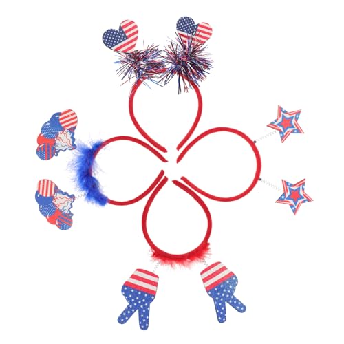 Anneome 4 Stück Teiliges Independence Day Stirnband Patriotische Party Haarreifen mit US Flaggen Leichte Robuste Kopfbedeckung für Karneval Cosplay und Feierlichkeiten von Anneome