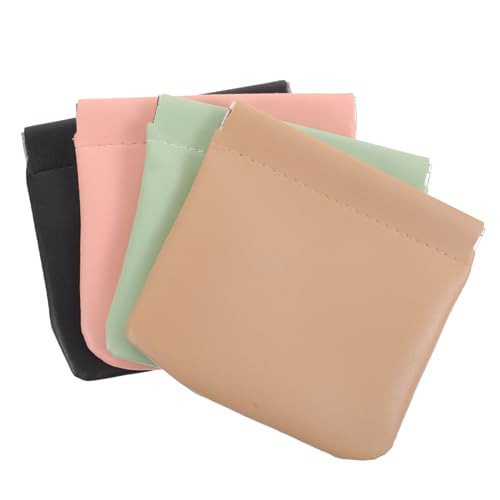 Anneome 4 Stück Teiliges Kosmetiktaschen aus PU Automatischem Verschluss Kleine Make up Taschen für Damen Tragbare Schminkbeutel in Khaki Schwarz Hellgrün und Rosé für Reisen und Alltag von Anneome