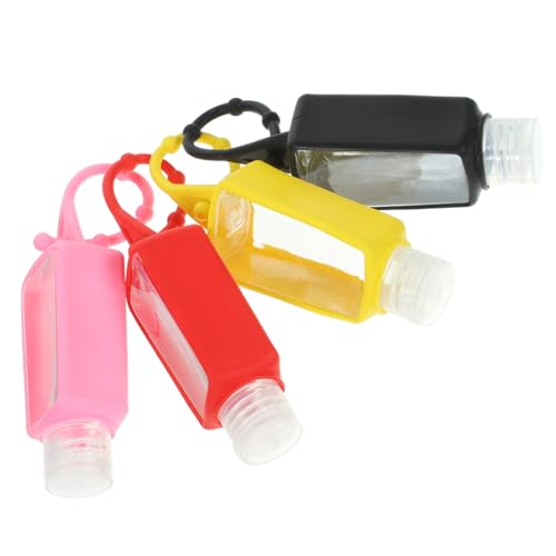 Anneome 4 Stück Teiliges Nachfüllbare Plastikflaschen mit Drehbaren Silikonschutz Auslaufsichere Reiseflaschen für Lotion Shampoo Handcreme für Unterwegs und Alltag Zufällige Farbe von Anneome