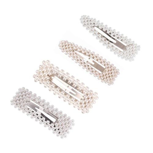 Anneome 4 Stück Teiliges Perlen haarspangen für Damen und Mädchen Modische Haarclips mit Dreieckigem und Rechteckigem Design in Gold und Silber Eleganter Haarschmuck für Alltag und von Anneome