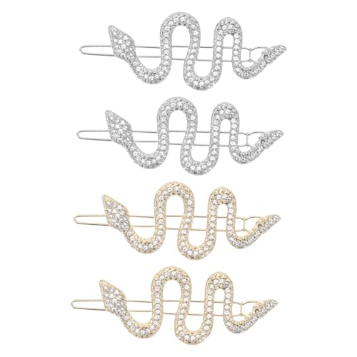 Anneome 4 Stück Teiliges Schlangenförmige Haarklammern mit Strasssteinen Rutschfeste Legierung Haarklammer für Dickes und Dünnes Haar Leichte Stilvolle Haarspangen für Damen und Frauen von Anneome