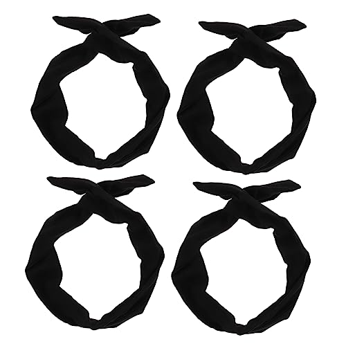 Anneome 4 Stück Teiliges Set Retro Bow Headband für Verstellbare Turban Stirnbänder Vielseitig Einsetzbar als Haarschmuck Kopftuch oder Ponytail Halter Schwarz von Anneome