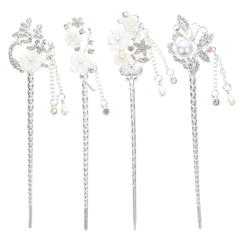 Anneome 4 Stück Teiliges Tassel Haarstab Retro Chinesische Haarnadel mit Blumenmotiv Klassischer Haarschmuck für Damen und Hanfu Eleganter Kopfschmuck für Alltag und Fotoshootings von Anneome