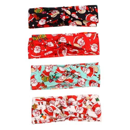 Anneome 4 Stück Teiliges Weihnachts-stirnband mit Knoten Elastisches Atmungsaktives Haarband für Sport und Alltag Rutschfestes Kopfband mit Festlichem Rentier Glockenmotiv Einheitsgröße von Anneome