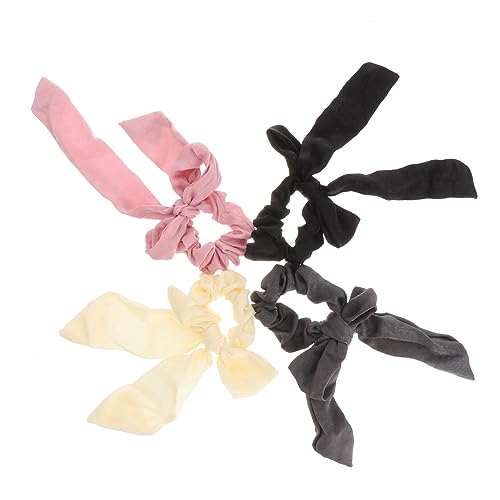 Anneome 4 Teiliges Satin Haargummi mit Schleifen Elastische Stoff Haarbänder für Damen und Mädchen Sanfter Modisches Haaraccessoire für Alltag und Besondere Anlässe von Anneome