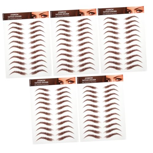 Anneome 5 Blätter Wasserfeste Augenbrauen Tattoos Aufkleber Realistische Haarähnliche Simulation Dicke Braune Augenbrauen Sticker zum Formen und Stylen Passend für Verschiedene Hauttöne von Anneome