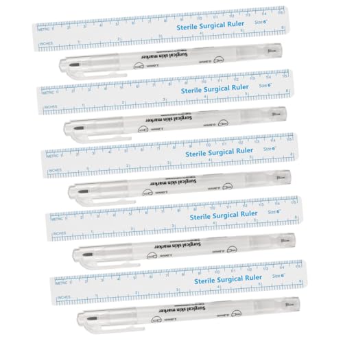 Anneome 5 Sätze Tattoo Positioniermarker für Haut mit Feiner und Breiter Spitze Blaues Doppelseitiges Permanent Mapping Pen mit Papier Augenbrauenlineal Präzise und Langlebig für von Anneome