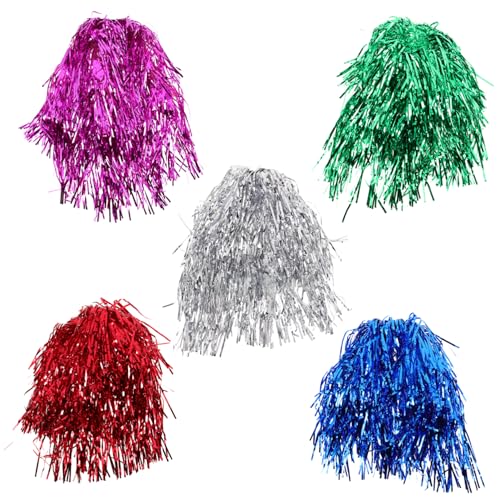 Anneome 5 Stück Teiliges Bunte Pet Tassel Party Perücken Glänzende Leichte Cheerleader Kopfbedeckungen für Karneval Cosplay Fasching Erwachsene Männer Frauen von Anneome