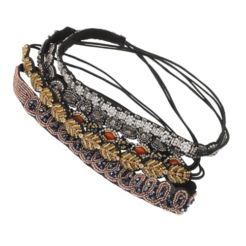 Anneome 5 Stück Teiliges Damen Haarband mit Elastischem Strass Handgenähten Perlen Glitzerndem Schmuck für Party und Alltag Bequemer Sitz Modische Kopfbedeckung von Anneome