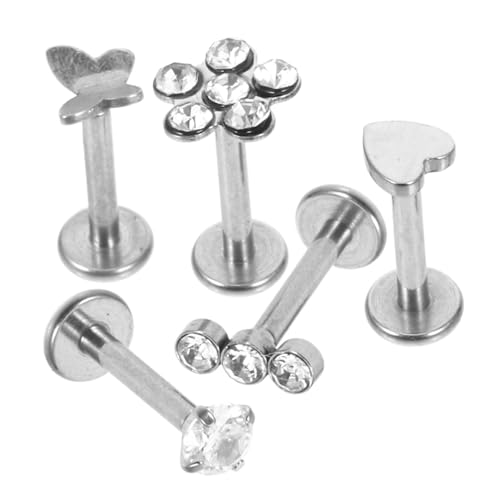 Anneome 5 Stück Teiliges Edelstahl Zirkonia Piercing Set für Lippen Nasen Tragus Helix Ohr Knorpel Schmuck für Damen Herren Langlebig Vielseitig Glänzend von Anneome