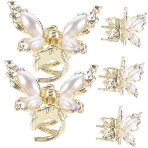 Anneome 5 Stück Teiliges Mini Schmetterling Haarclips für Damen Kleine Haarklammern mit Metalllegierung und Kristallverzierung Leichter Ziehen Eleganter Haarschmuck für Alltag Hochzeit von Anneome