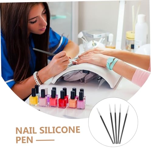 Anneome 5 Stück Teiliges Nail Art Skulptur Schnitzstift mit Schwarzem Silikonkopf Vielseitig für Modellierung Schnelles Formen Malen und Nageldekorationen für Profi und Heimgebrauch von Anneome