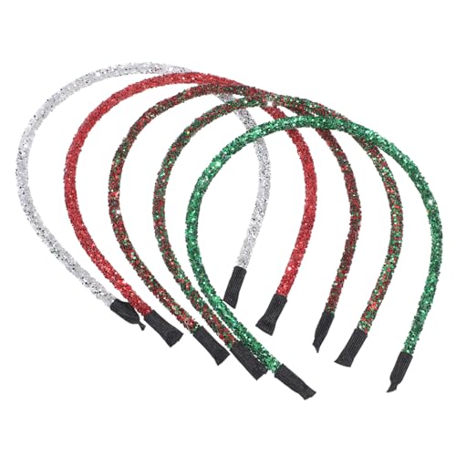 Anneome 5 Stück Teiliges Weihnachts Haarband mit Glitzerpulver Langlebige Formbeständige Stirnbänder für Party Cosplay Festliche Dekoration Passend zu Damen und Mädchen von Anneome